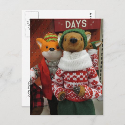 Carte Postale Décoration renard & cerf (Devant / Derrière)