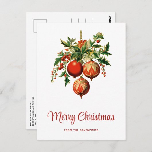 Carte Postale Décorations d'arbre de Noël Cool rétros (Devant / Derrière)