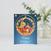 Carte Postale 🎄 Décorations de Fêtes Rouge Doré Festive Boules (Debout devant)