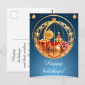 Carte Postale 🎄 Décorations de Fêtes Rouge Doré Festive Boules (Devant / Derrière)