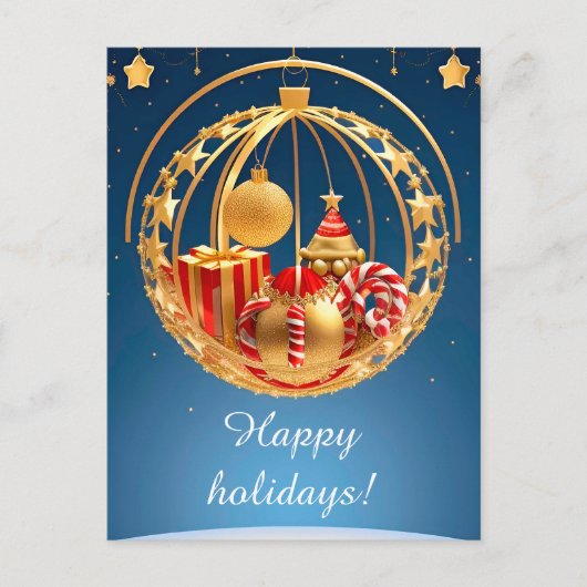 Carte Postale 🎄 Décorations de Fêtes Rouge Doré Festive Boules (Devant)