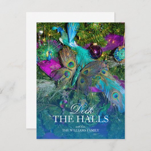 Carte Postale Décorations de Noël Peacock Feather (Devant / Derrière)