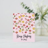 Carte Postale Décorations de Noël Verdure festive Rose (Debout devant)