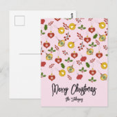 Carte Postale Décorations de Noël Verdure festive Rose (Devant / Derrière)