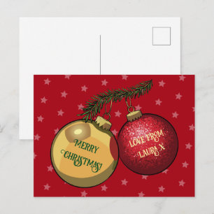 Carte Postale Décorations de sapin de Noël Texte personnalisé Cr