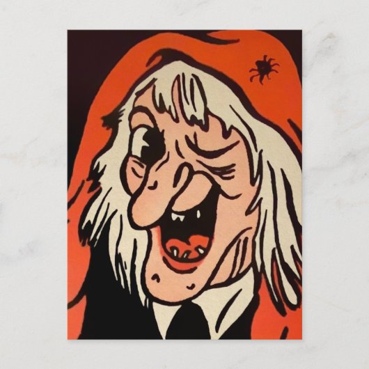 Carte postale décorative de visage de sorcière vin (Devant)