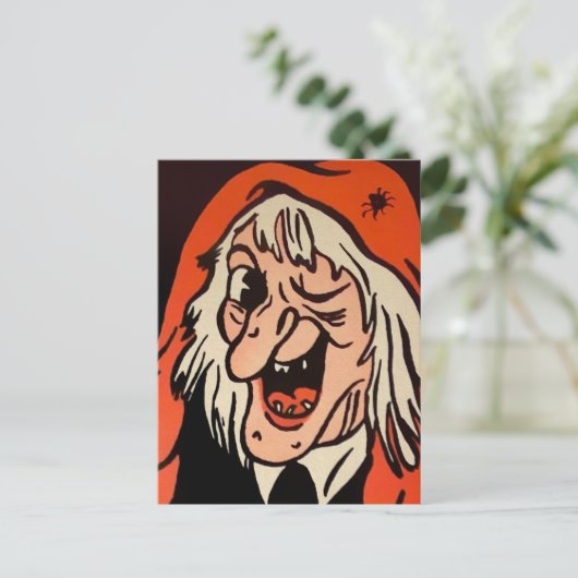 Carte postale décorative de visage de sorcière vin (Debout devant)