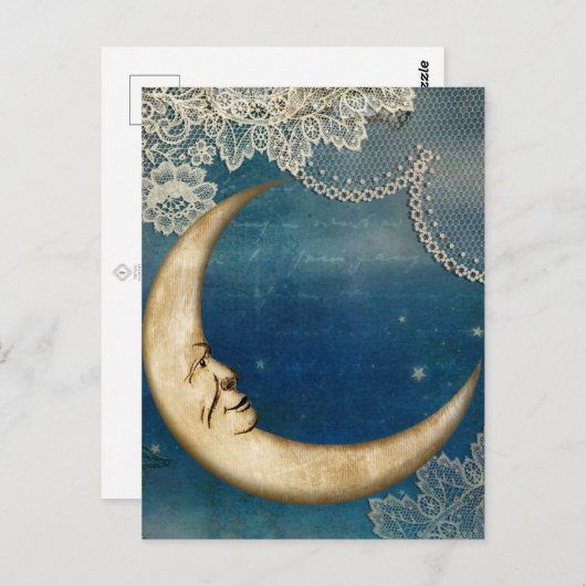 Carte postale Découpage de lune | Salutation d'art (Devant / Derrière)