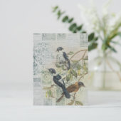 Carte postale Découpage Ephémère Oiseau vintage (Debout devant)