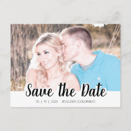 Carte Postale Découpe de script simple | Save the date