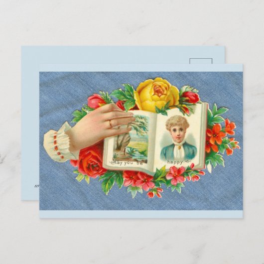 Carte Postale Découpe victorienne : Puissiez-vous être heureux (Devant / Derrière)