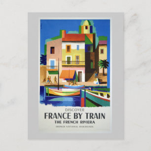 Carte Postale Découvrez la France en train Poster vintage
