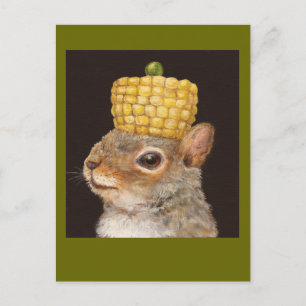 carte postale d'écureuil haché de maïs et de pois