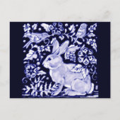 Carte Postale Dedham Blue Rabbit, Classic Blue & White Design (Devant)