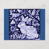 Carte Postale Dedham Blue Rabbit, Classic Blue & White Design (Devant)