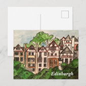 Carte postale d'Édimbourg (Maisons à côté du châte (Devant / Derrière)