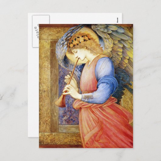 Carte postale d'Edward Burne-Jones d'ange de Noël (Devant / Derrière)