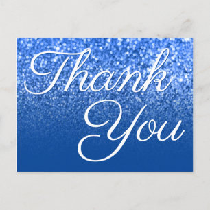Carte Postale Deep Blue Ombre Bokeh Paillettes Merci