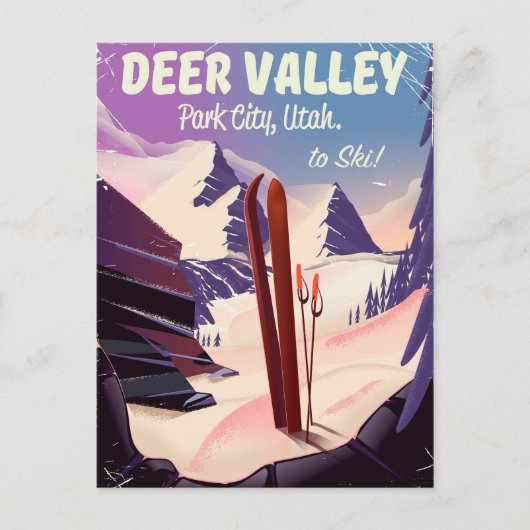 Carte Postale Deer Valley, Park City, Utah, affiche de voyage de (Devant)