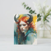 Carte Postale Déesse à cornes rouges (Debout devant)