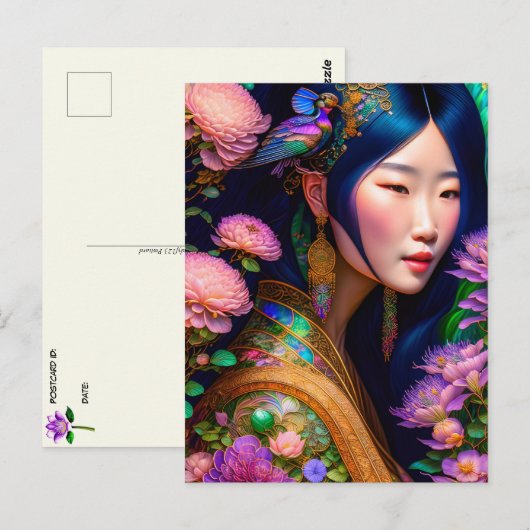 Carte Postale Déesse asiatique, Passage (Devant / Derrière)