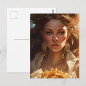 Carte Postale Déesse avec des frites (Devant / Derrière)