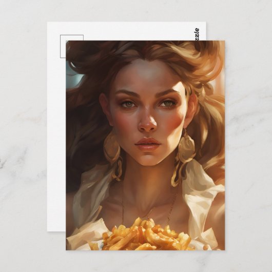 Carte Postale Déesse Avec Fries (Devant / Derrière)