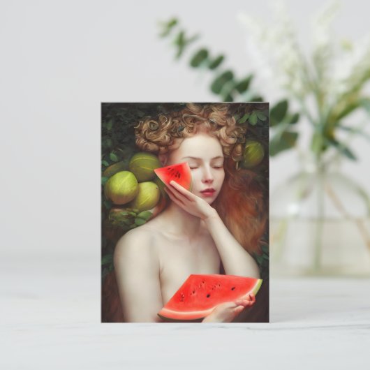 Carte postale Déesse avec pastèque (Debout devant)