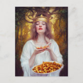 Carte Postale Déesse avec une assiette remplie de poutine (Devant)