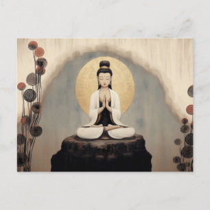 Carte Postale Déesse bouddhiste Quan Yin Art minimaliste