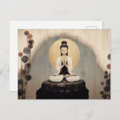 Carte Postale Déesse bouddhiste Quan Yin Art minimaliste (Devant / Derrière)