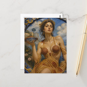 Carte Postale Déesse dans une robe faite de Spaghetti