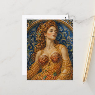 Carte Postale Déesse dans une robe faite de Spaghetti