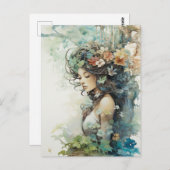Carte Postale Déesse de la forêt de printemps (Devant / Derrière)