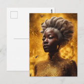 Carte Postale Déesse des abeilles de miel habillée en or (Devant / Derrière)