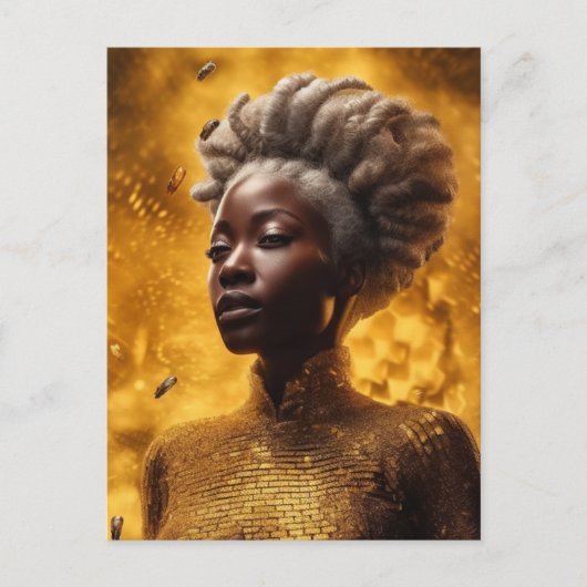 Carte Postale Déesse des abeilles de miel habillée en or (Devant)