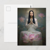 Carte Postale Déesse Éthérée Quan Yin Fleur Haute Fréquence (Devant / Derrière)