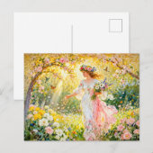 Carte Postale Déesse grecque Flores dans un jardin (Devant / Derrière)
