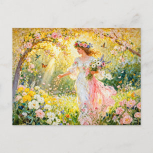 Carte Postale Déesse grecque Flores dans un jardin