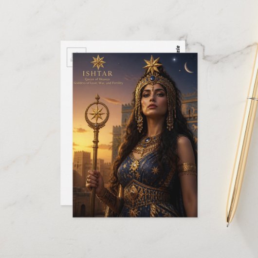 Carte Postale Déesse Ishtar (Devant/Arrière en situation)