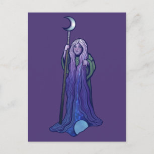 Carte Postale Déesse Lunaire Crone Art Païen Wiccan