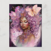 Carte Postale Déesse noire Art Imaginaire rose violet (Devant)