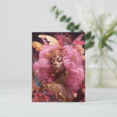 Carte Postale Déesse noire en rose et or (Debout devant)