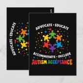 Carte Postale Défenseur de l'acceptation de l'autisme Éduquer Pu (Devant / Derrière)