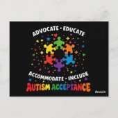 Carte Postale Défenseur de l'acceptation de l'autisme Éduquer Pu (Dos)