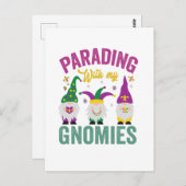 Carte Postale Défilant avec mes Gnomies drôles de Gnomes Mardi G (Devant / Derrière)