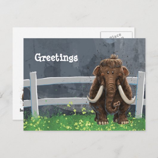 Carte Postale Défilé d'animaux Mastodonte (Devant / Derrière)