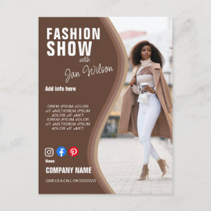 Carte Postale défilé de mode ENTREPRISE logo personnalisé flyer 
