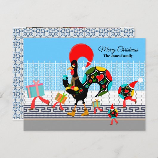 Carte Postale Défilé portugais de cadeaux de coq et de Baubles (Devant / Derrière)
