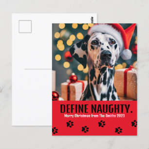 Carte Postale Définir Naughty Pet Photo Christmas Red Holiday